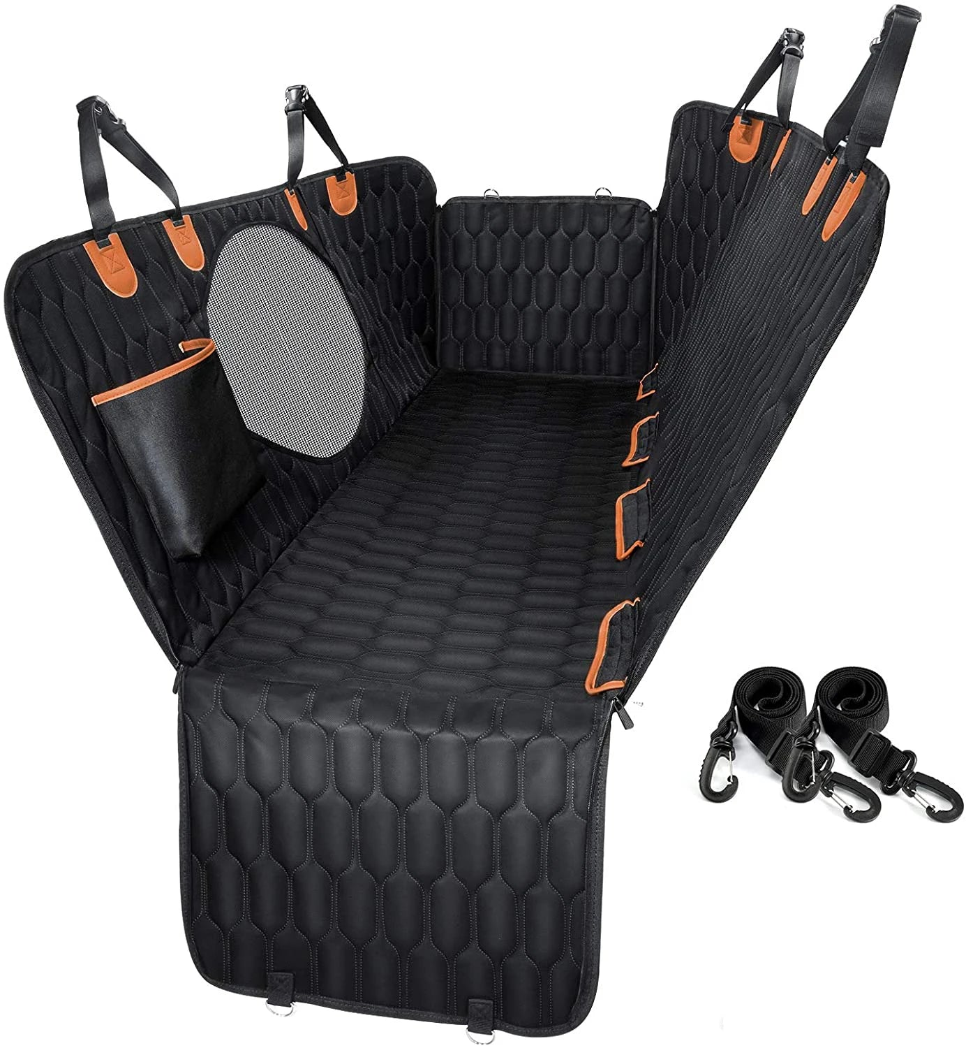 Waterproof Dog Car Back Seat Cover,Nonslip Dog Seat Cover With Mesh Window,Storage Pocket,Universal Size Fits for Car/Truck/SUV
