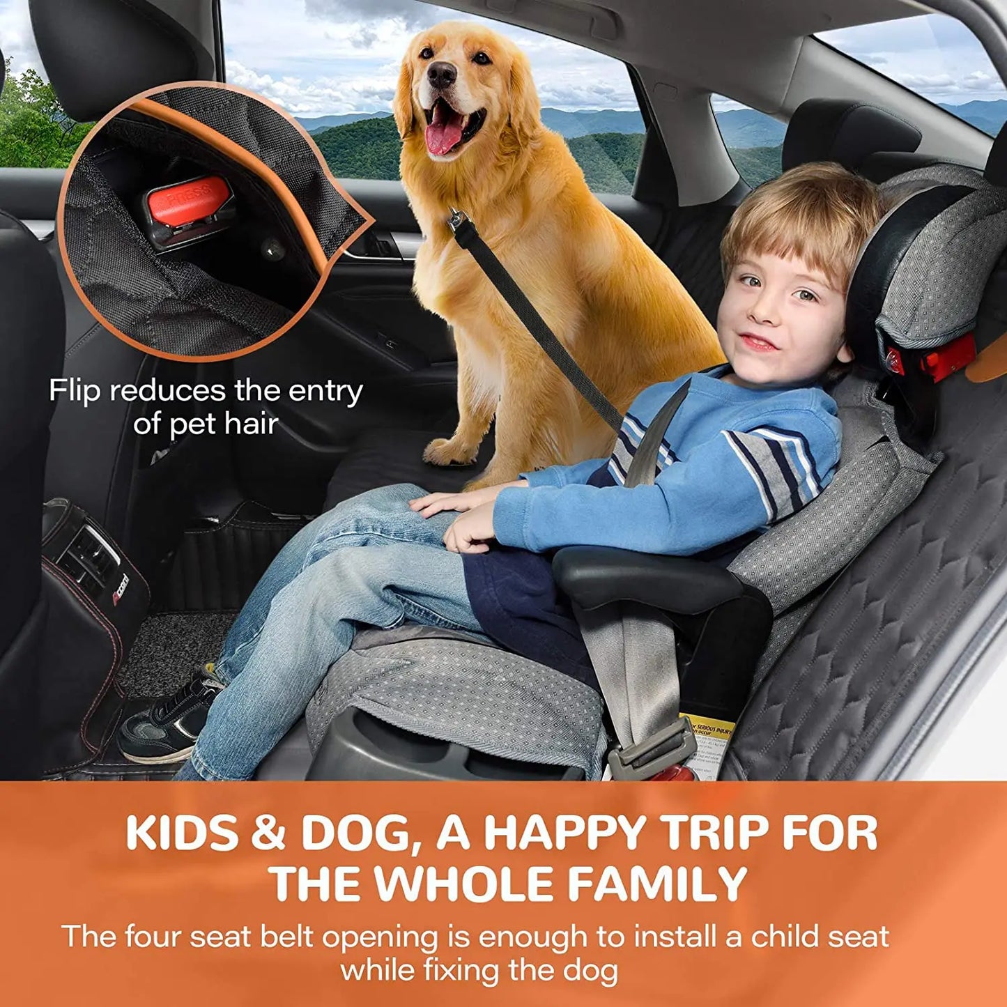 Waterproof Dog Car Back Seat Cover,Nonslip Dog Seat Cover With Mesh Window,Storage Pocket,Universal Size Fits for Car/Truck/SUV
