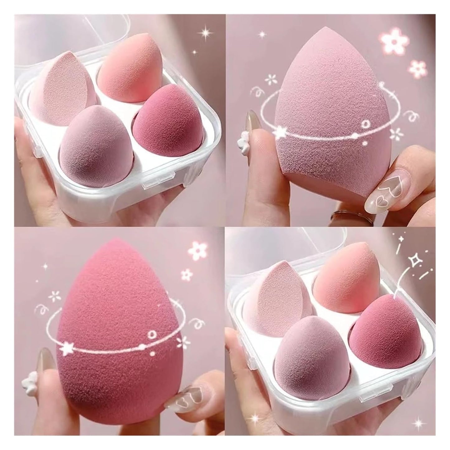 4pcs Makeup Blender Cosmetic Puff Makeup Sponge with Storage Box Foundation Powder Sponge Beauty Tools Women Make Up Accessories