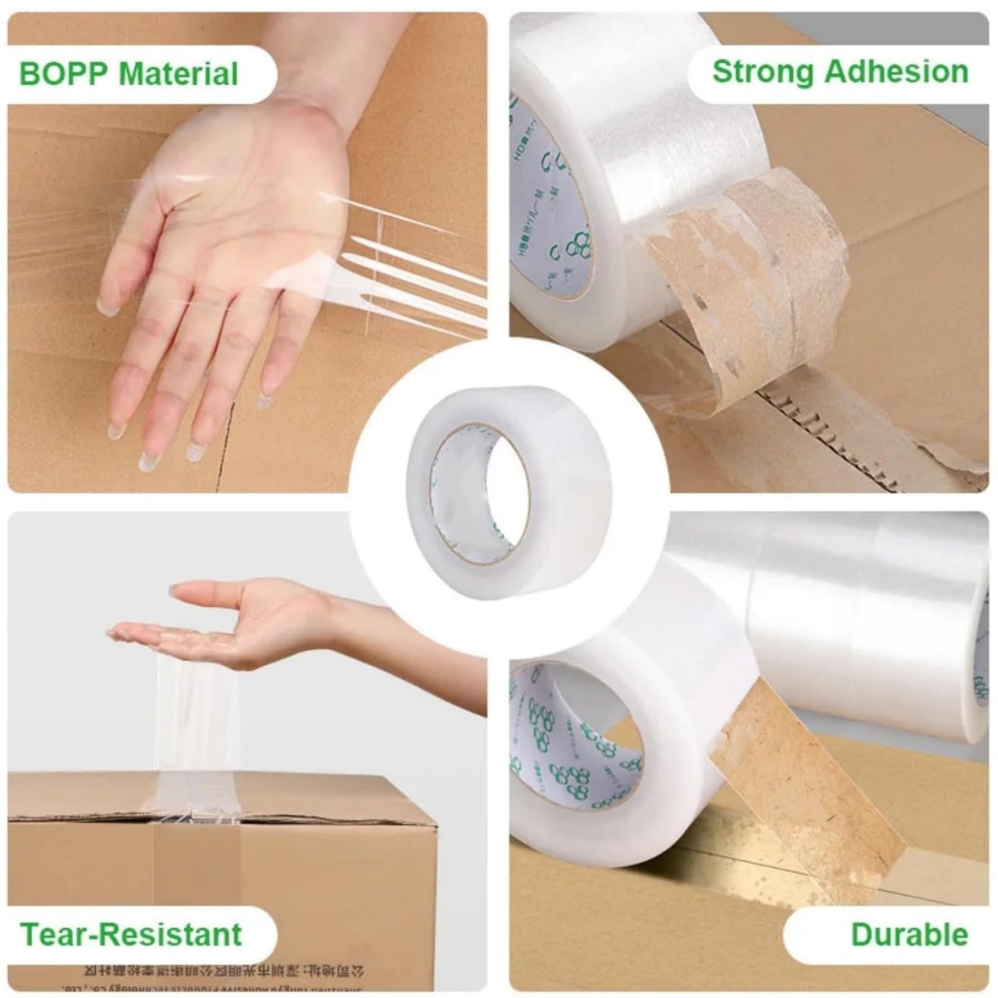 1.88 Inch x 60 Yards/Roll Heavy Duty Packing Tape - Clear Industrial Strength Shipping Tape for Boxes, Moving, Storage | Strong Adhesive, Waterproof Packaging Tape for Home & Office Use