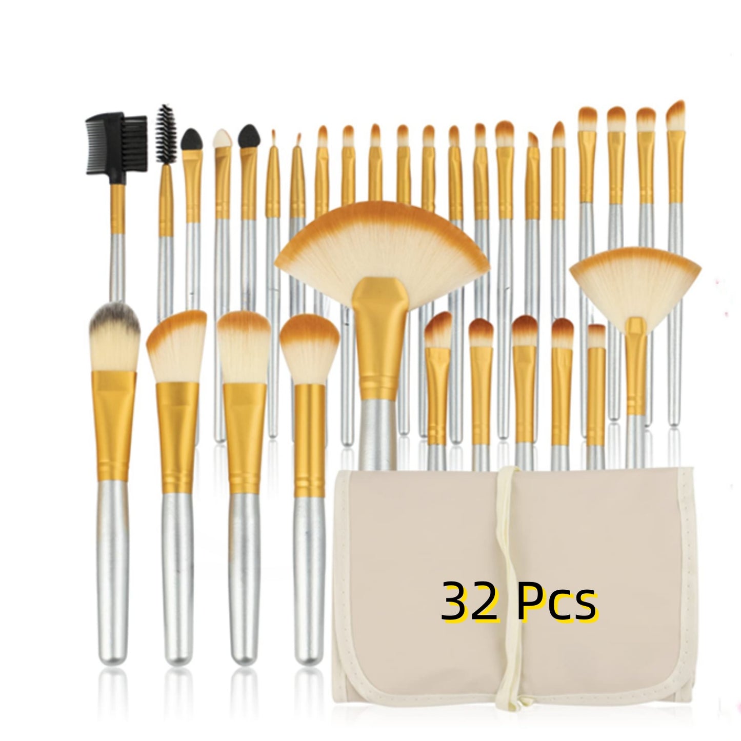 32pcs Makeup Brush Set, Cosmetic Brush Tool Set Foundation Blending Loose Powder Contour Eye Shadow Eyebrow Makeup Brush Set with Bag