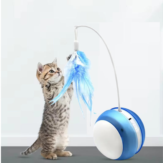 Smart Interactive Cat Toy with App Control, 3 Modes, Laser and Feather, USB Rechargeable, Fun and Interactive cat Toys