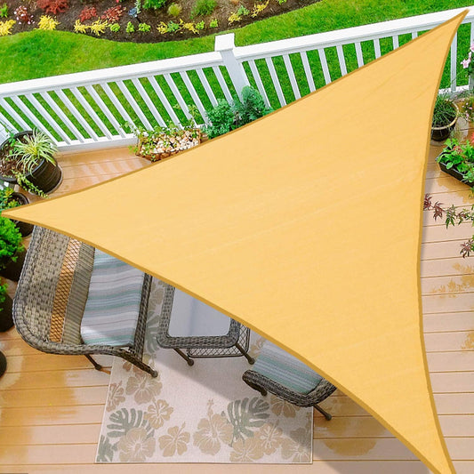 12' x 12' x 12' Sand Beige Sun Shade Sail Right Triangle Canopy Awning Shelter Fabric Screen - UV Block UV Resistant Heavy Duty Commercial Grade - Outdoor Patio