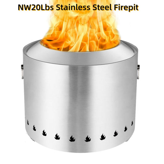 19.3 Inch Smokeless Fire Pit with Removable Ash Pan - Portable Outdoor Fire Pit - Stainless Steel Wood Burning Fireplace, Ideal for 4-6 People