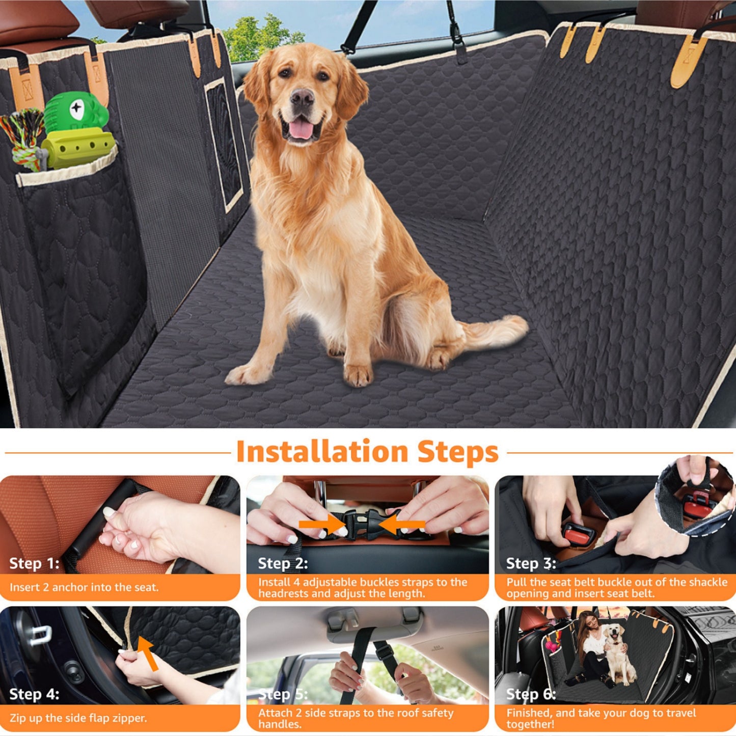 Car Back Seat Extender Convertible Dog Car Bed, Camping Mattress & Travel Hammock for SUV/Truck | Non-Inflatable, Waterproof & Portable
