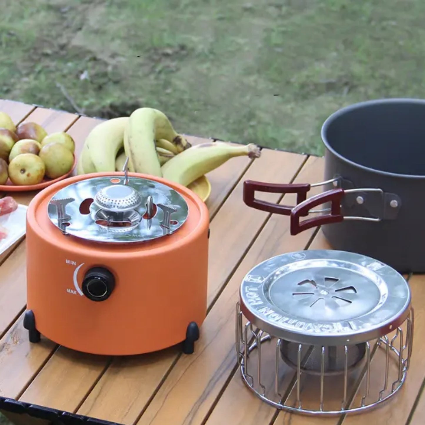 2 in 1 Camping Outdoor Propane Heater & Stove, Gas Stove Camp Garage Tent Hunting Blind Heater for Ice Fishing Backpacking Hiking Hunting Survival Emergency (Red)