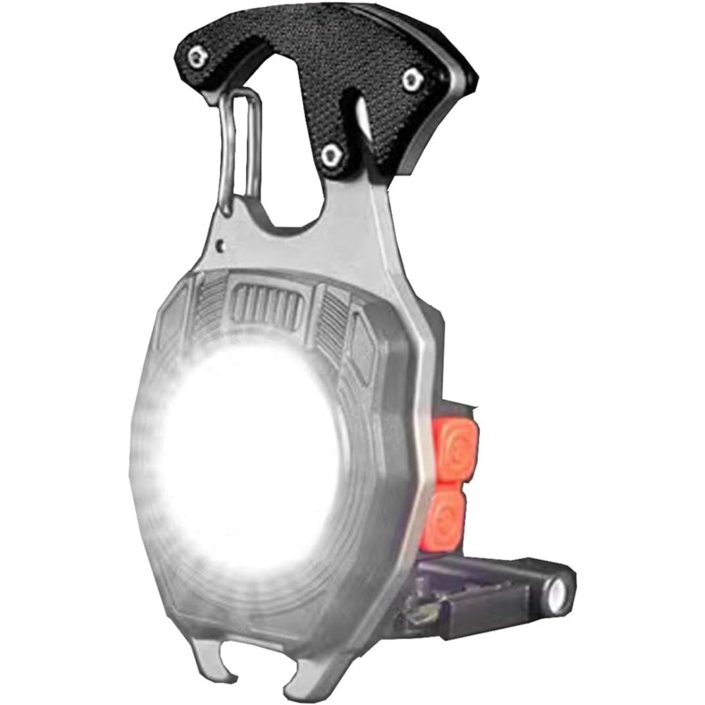 USB Rechargeable COB Keychain Work Light - Portable Flashlight with Folding Bracket, Bottle Opener & Magnet Base | Emergency, Camping