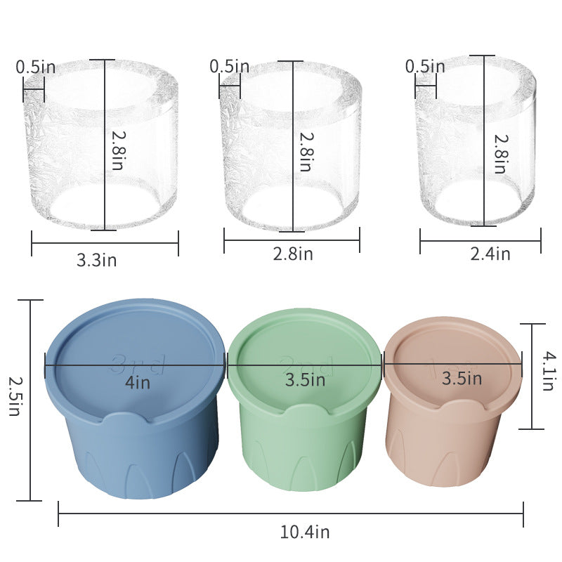 3-Pack Silicone Ice Cube Mold Tray Hollow Cylinder Tumbler Mold for 20, 30, 40 oz Water Bottles with Lid, Reusable & Leakproof