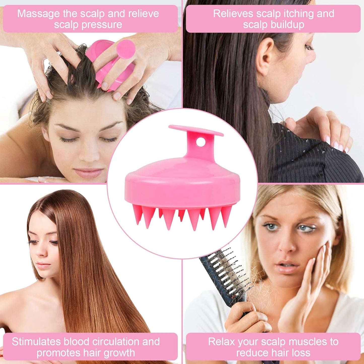 Shampoo Brush, Hair Scrubber for Exfoliation, Soft Silicone Brush for Hair Growth and Dandruff Removal