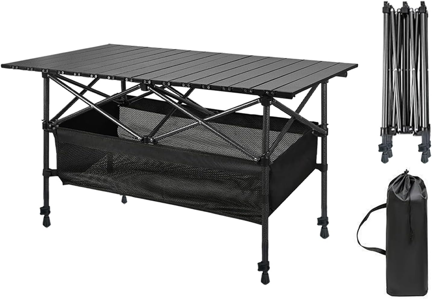Portable Folding Camping Table - Lightweight Aluminum Outdoor Picnic Table for Beach, BBQ, Backyard