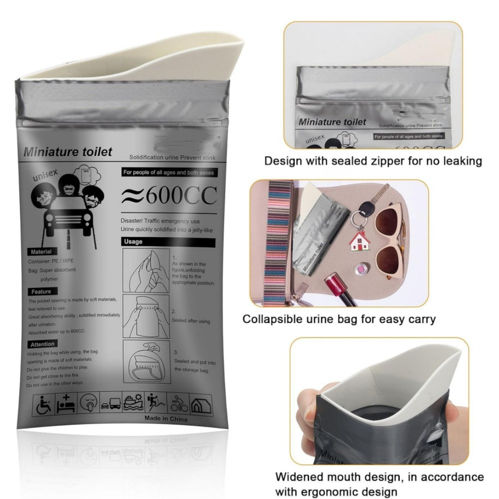 4Pcs Disposable Urine Bags Camping Pee Bags for Men Women, Disposable Urinals Vomit Bags for Travel Urinal Toilet Traffic Jam Emergency Portable Toilet