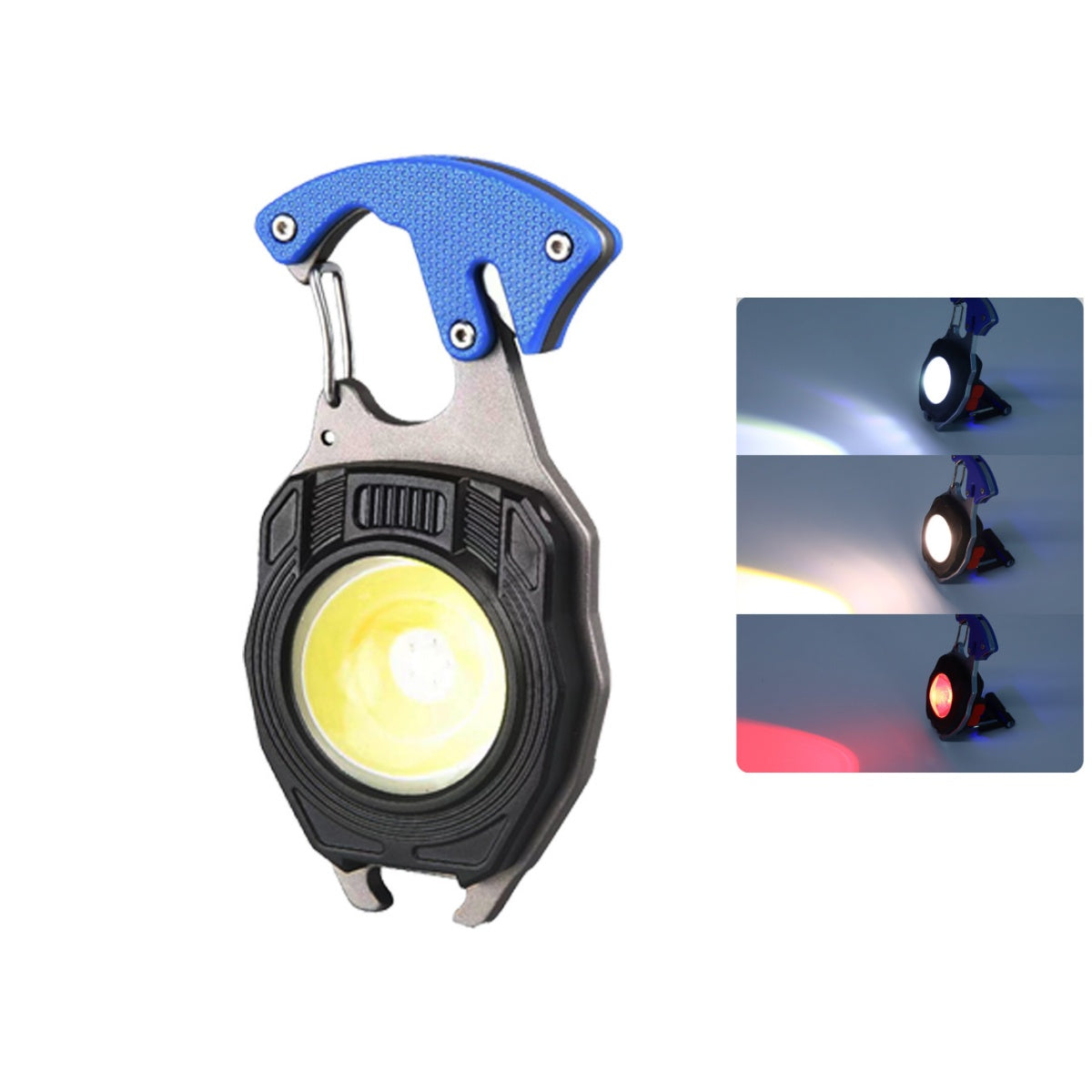 USB Rechargeable COB Keychain Work Light - Portable Flashlight with Folding Bracket, Bottle Opener & Magnet Base | Emergency, Camping