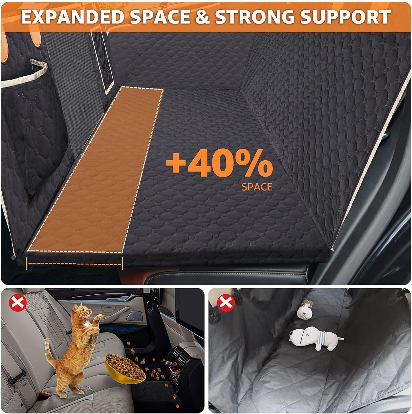 Car Back Seat Extender Convertible Dog Car Bed, Camping Mattress & Travel Hammock for SUV/Truck | Non-Inflatable, Waterproof & Portable