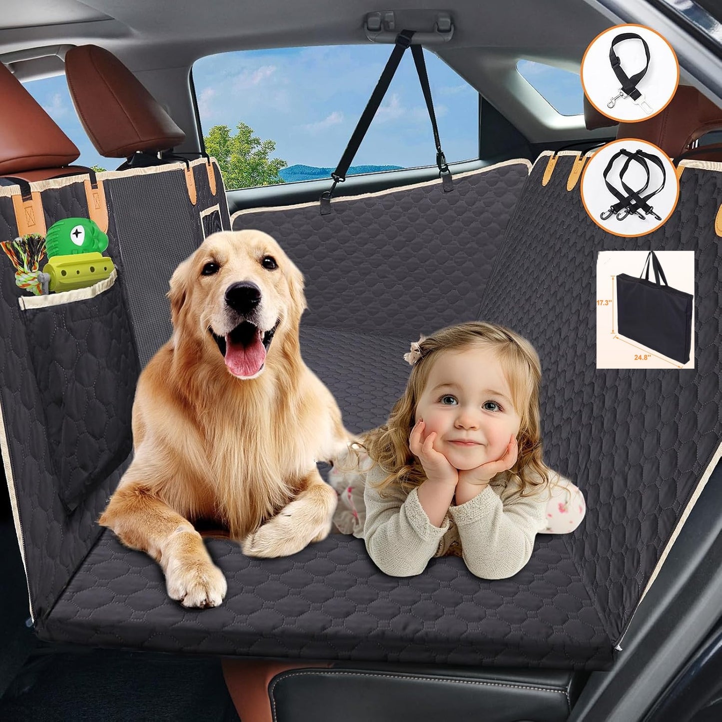 Car Back Seat Extender Convertible Dog Car Bed, Camping Mattress & Travel Hammock for SUV/Truck | Non-Inflatable, Waterproof & Portable