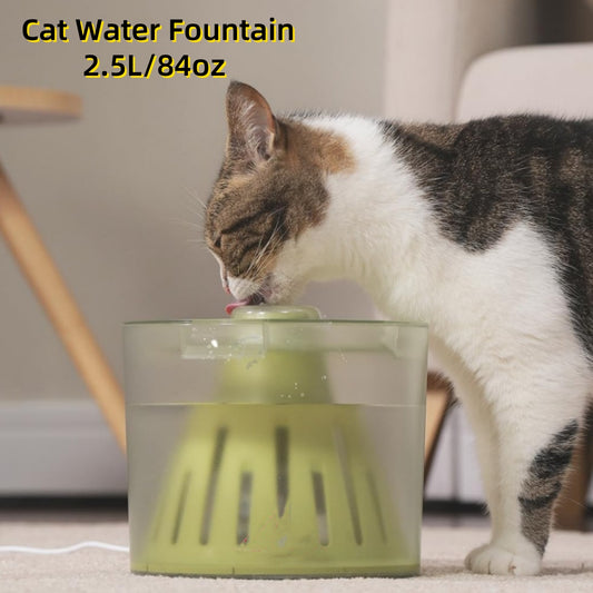 84oz/2.5L Cat Water Fountain with Fully Detachable Design  Pet Water Dispenser with Volcano Rock, Ultra-Quiet Pump