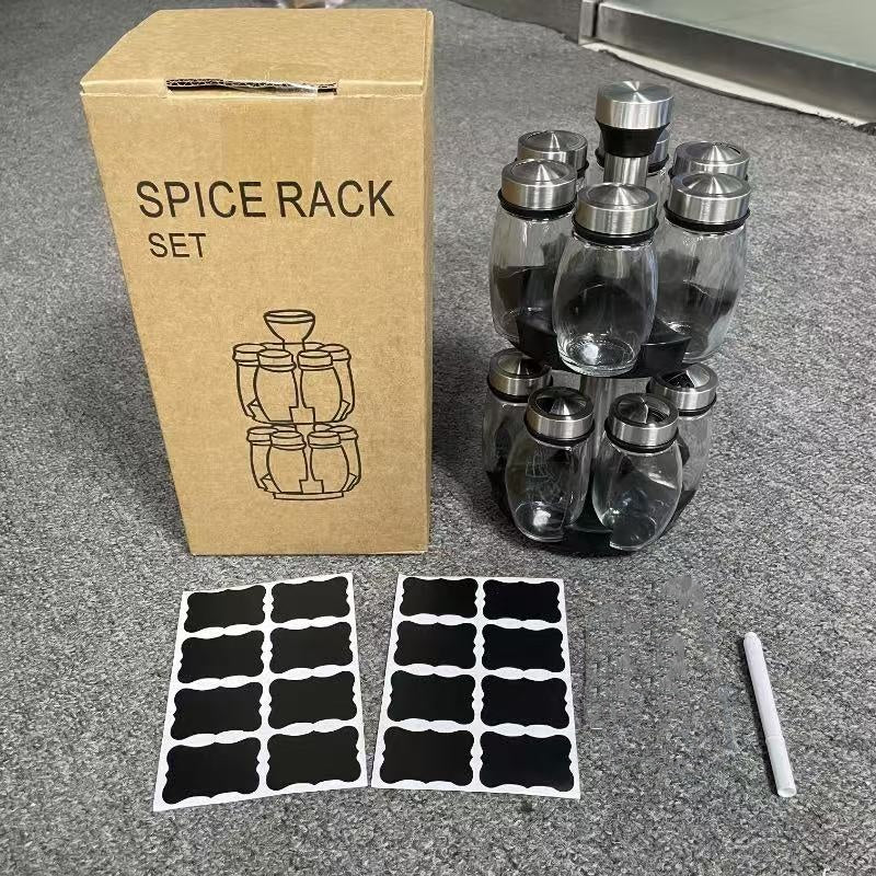 12-Jar Rotating Spice Rack – 360° Spinning Organizer for Kitchen Countertop, Cabinet, Pantry – Condiment Storage Shelf for BBQ, Camping, Family Dinners – Great Holiday Gift (Spices Not Included)